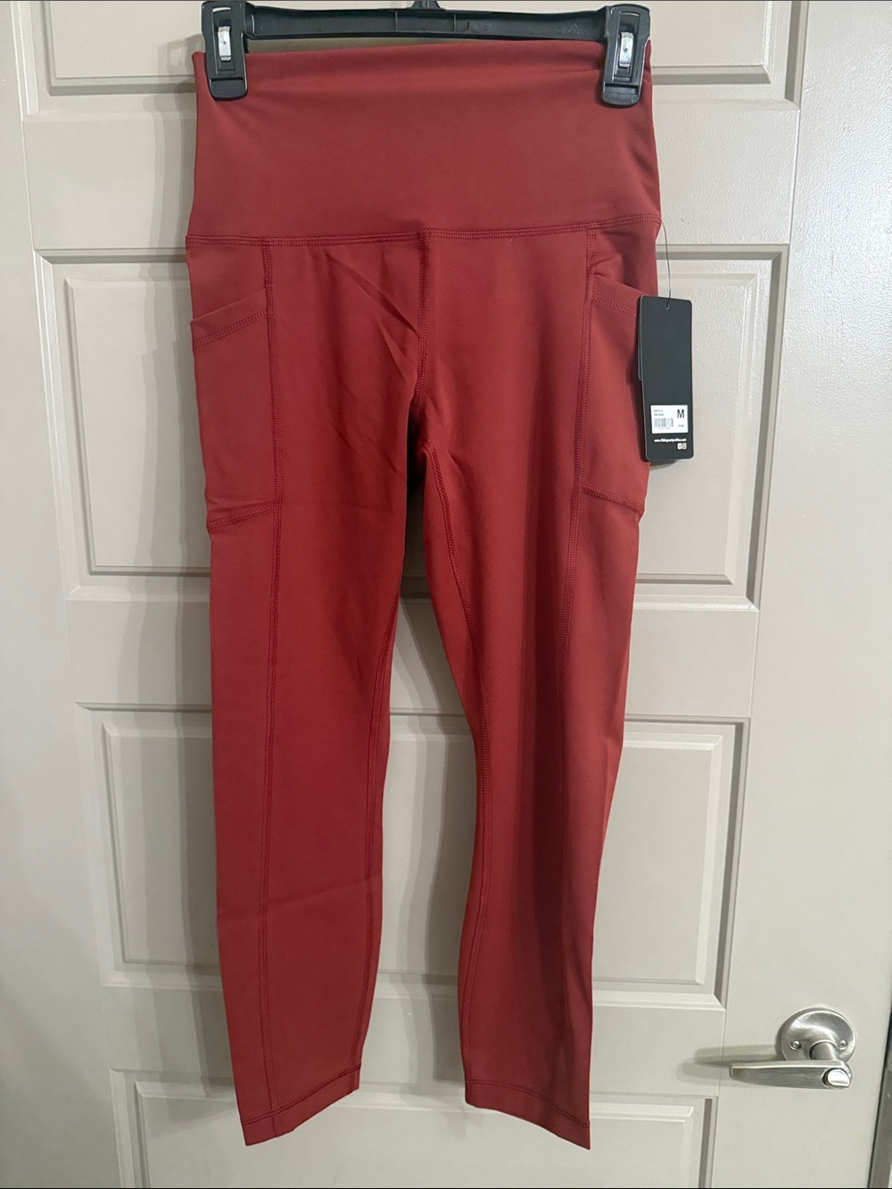 90 Degree By Reflex Women's High-Waist fire brick Leggings with Side Pockets